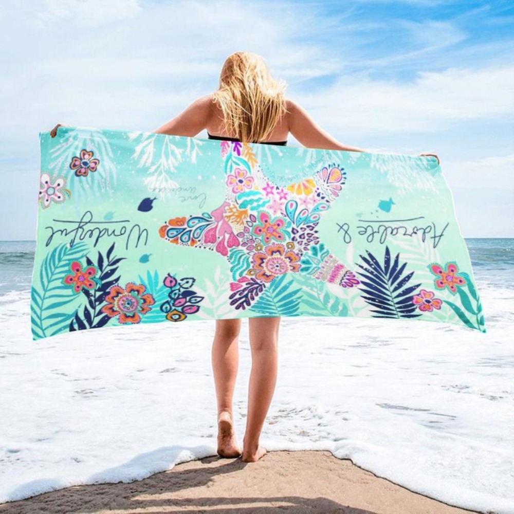 Yoga And Fitness Mat - Ręcznik kąpielowy z nadrukiem rozgwiazdy 27x55