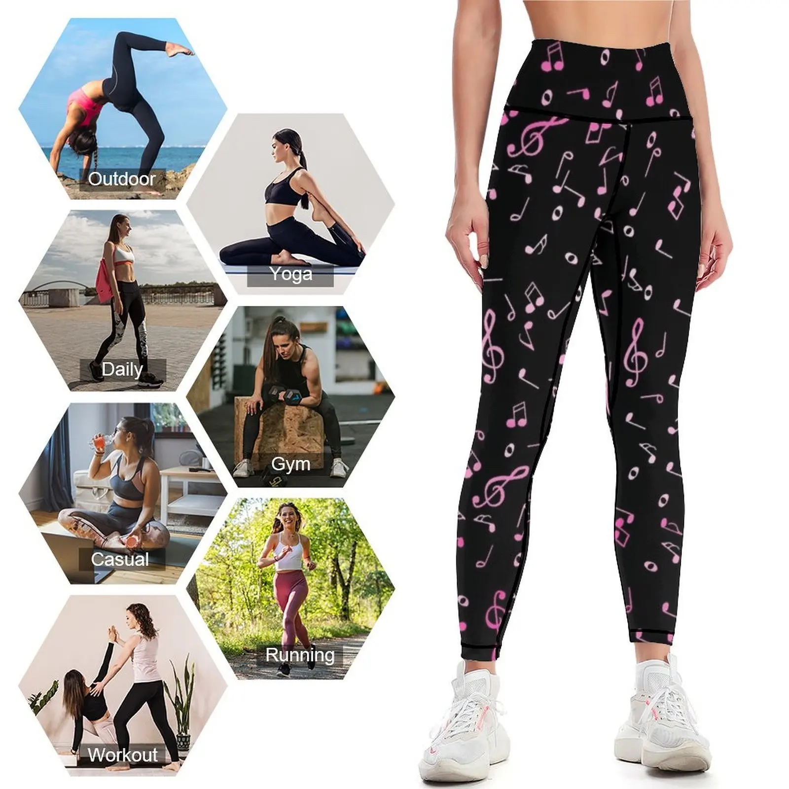 Różowe legginsy z gradientem i – Yoga Fitness Music recenzja i cena