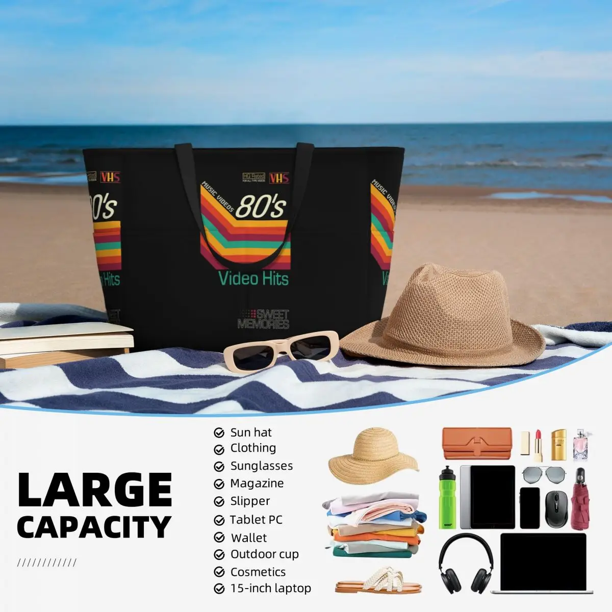 Torba na plażę w stylu retro z – Yoga Fitness Music recenzja i cena